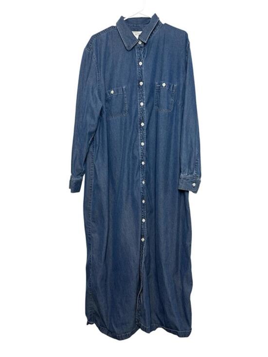 Dresses & Skirts - Jones New York Sport Women's Blue Denim Button Front Plus Size Maxi Dress 24W